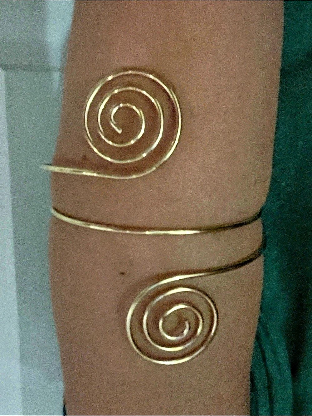 Gold Tone Spiral Arm Cuff Wrap Bracelet